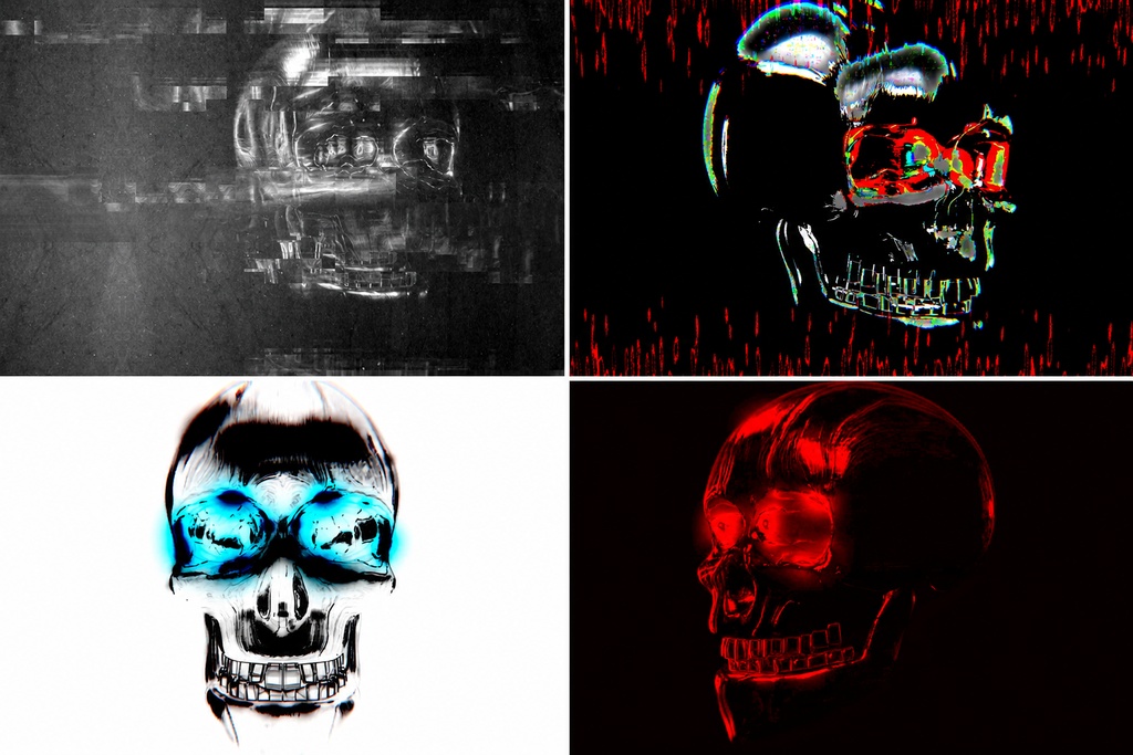 Cyber Skull Glitch Collection | 4 HD Seamless VJ Loops