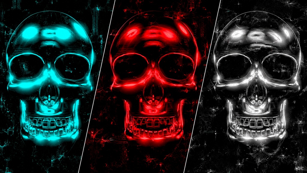 Cyber Skull Energy Core 3PACK | Red & Cyan Seamless VJ Loop Collection