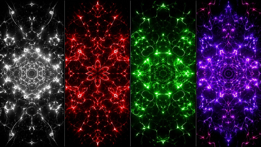 Cosmic Energy Core Kaleidoscope Collection | 4-Color HD Seamless VJ Loops