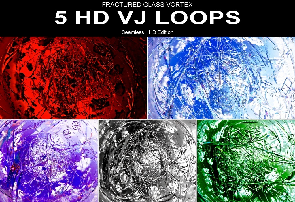 Fractured Glass Vortex | 5 Seamless VJ Loops HD