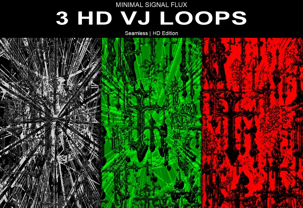 Minimal Signal Flux | 3 Seamless Techno VJ Loops HD