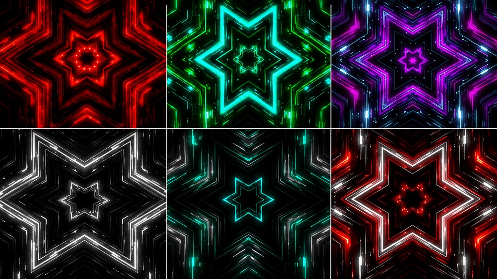 Cyber Star Kaleidoscope | 6 Seamless VJ Loops HD