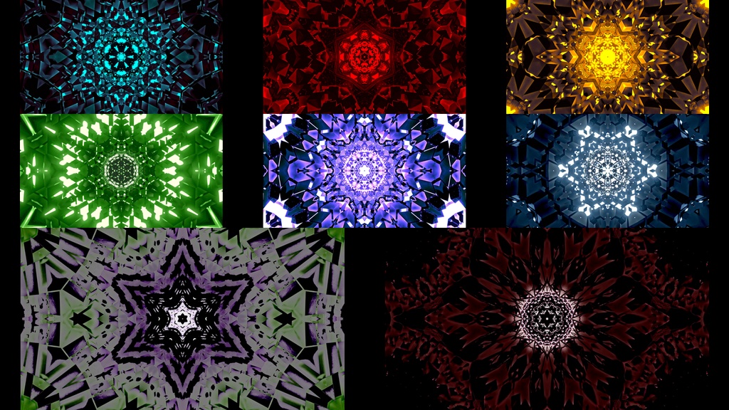Shockwave Core Field Kaleidoscope Collection | 8 Color HD Seamless VJ Loops