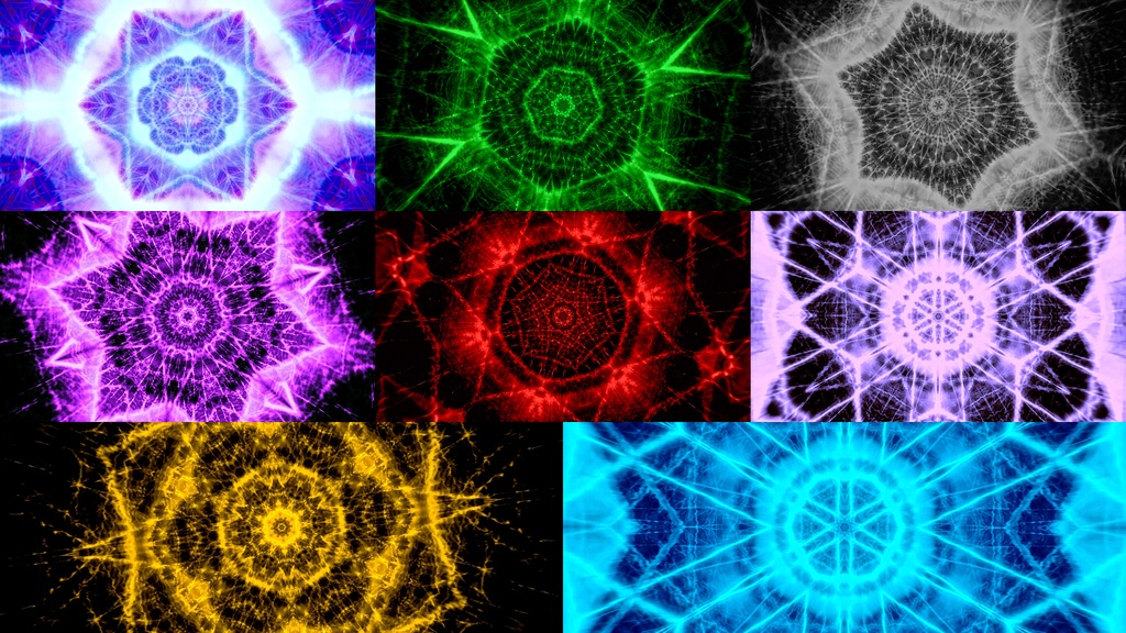 Electric Plasma Geometry Kaleidoscope | 8 Color HD Seamless VJ Loops