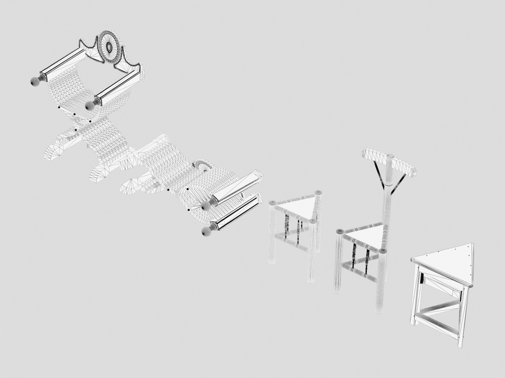 中世欧州の家具・工作機械(12種)