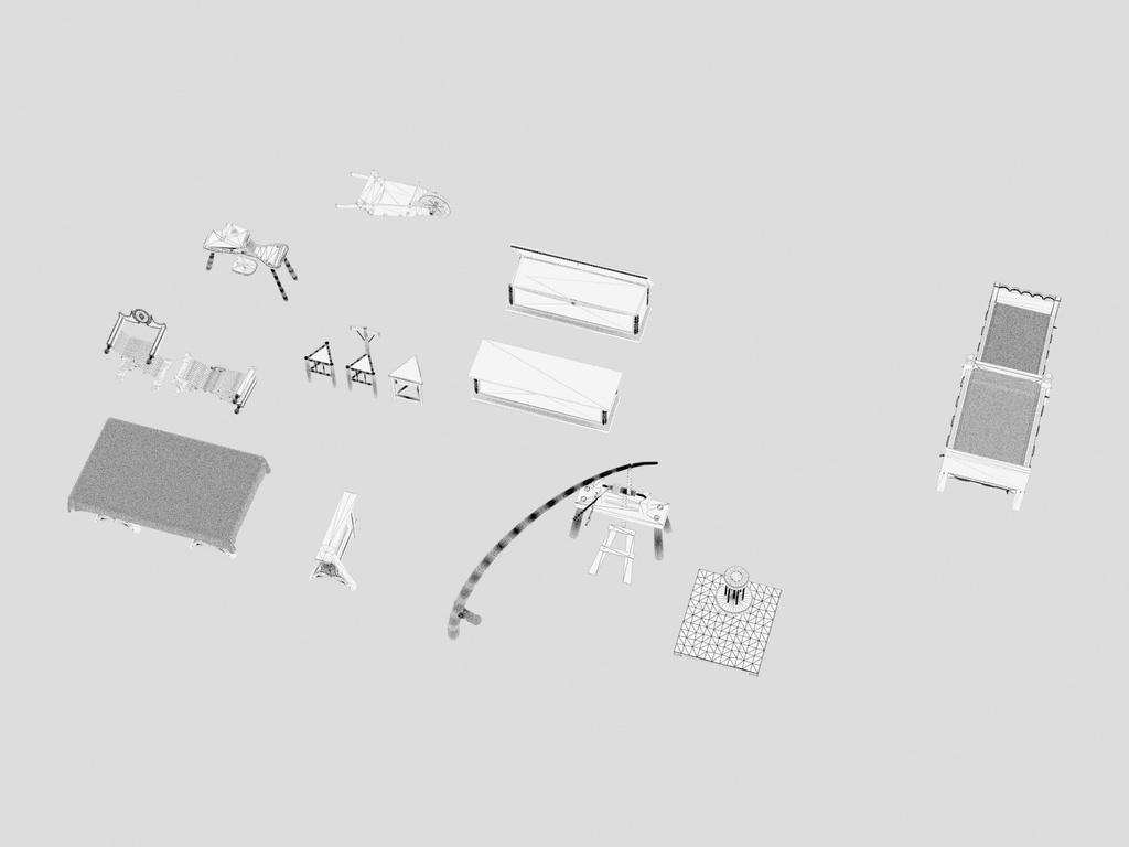 中世欧州の家具・工作機械(12種)