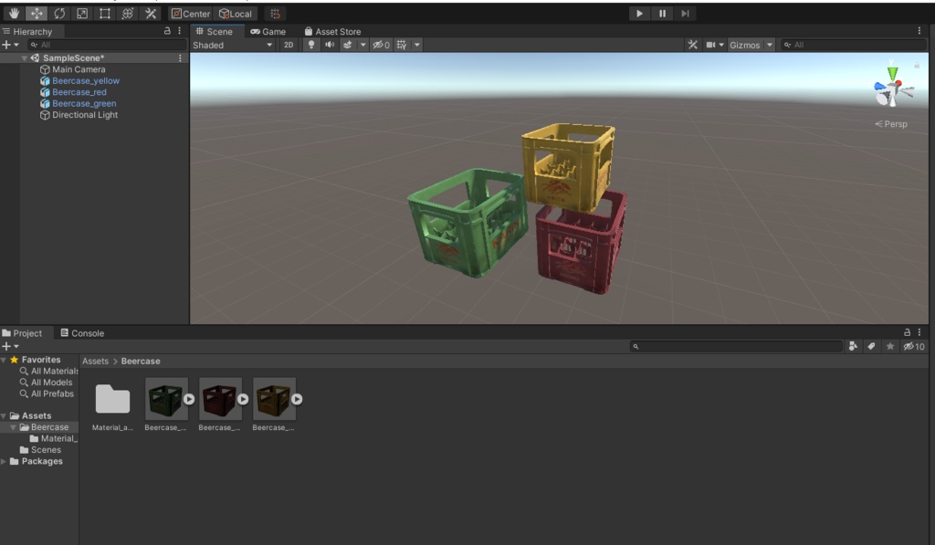 【無料】ビールケース 三色セット 3Dモデル