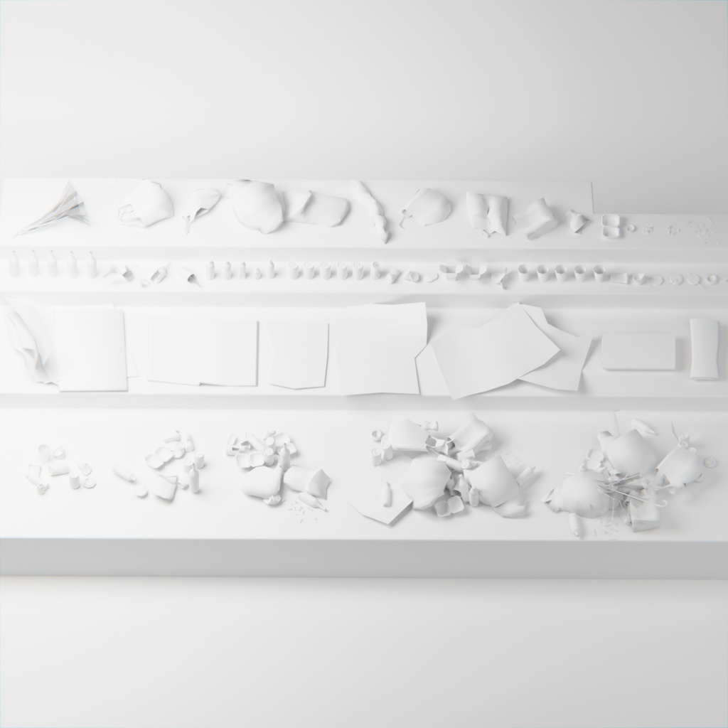 街中のゴミ 3Dモデル 53種類 マテリアル 25種類 全部入りパック