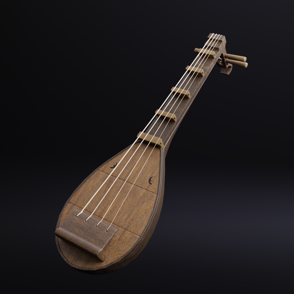 琵琶 3Dモデル 和楽器