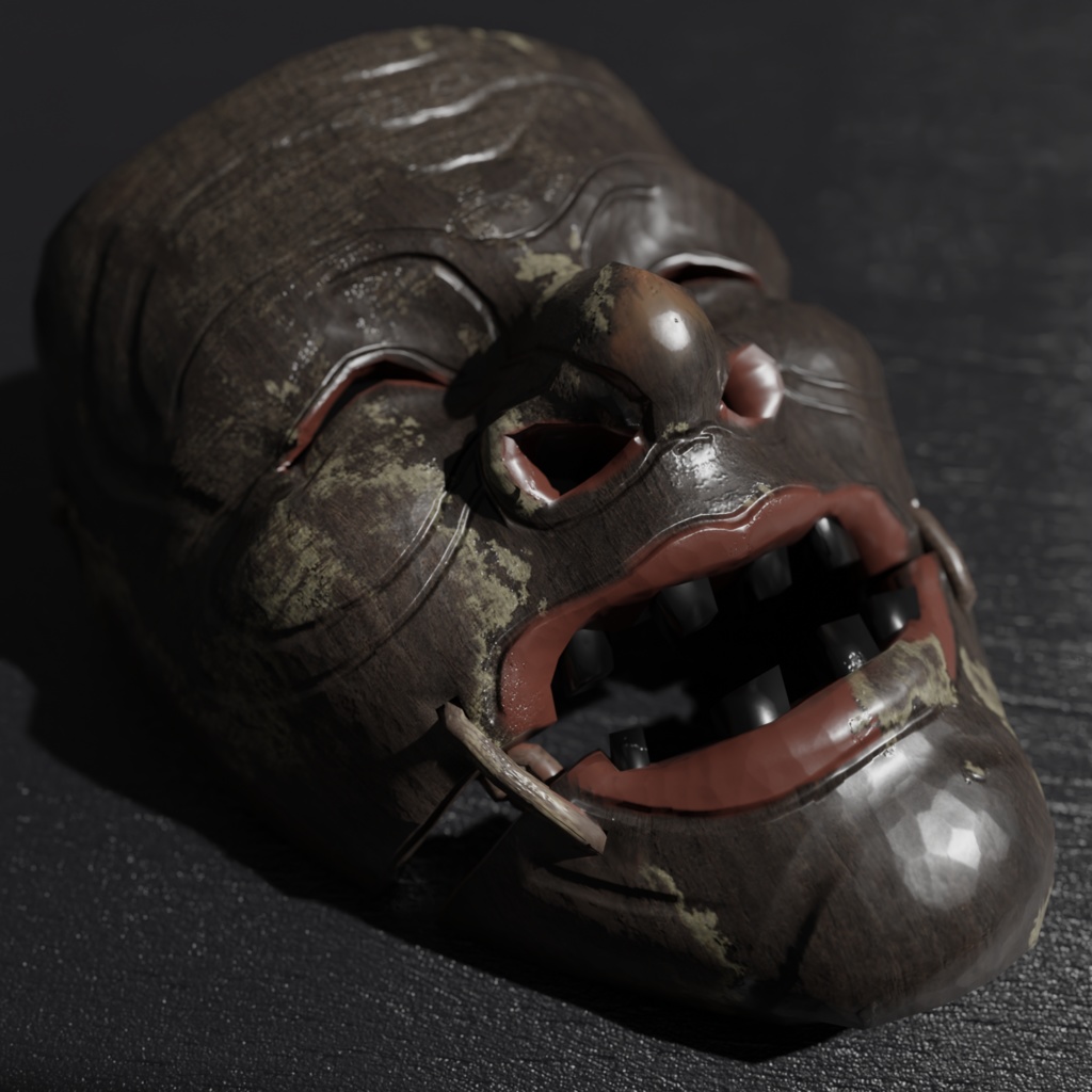 翁面 3Dモデル 黒色尉