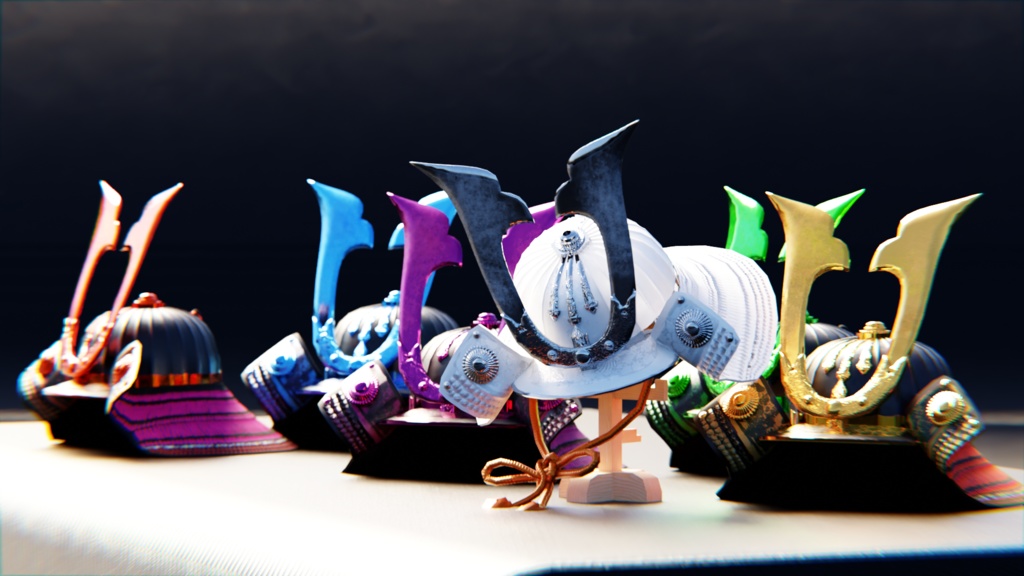 筋兜 3Dモデル 装備用 / 飾り用 カラーバリエーションあり