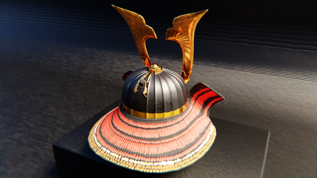 筋兜 3Dモデル 装備用 / 飾り用 カラーバリエーションあり