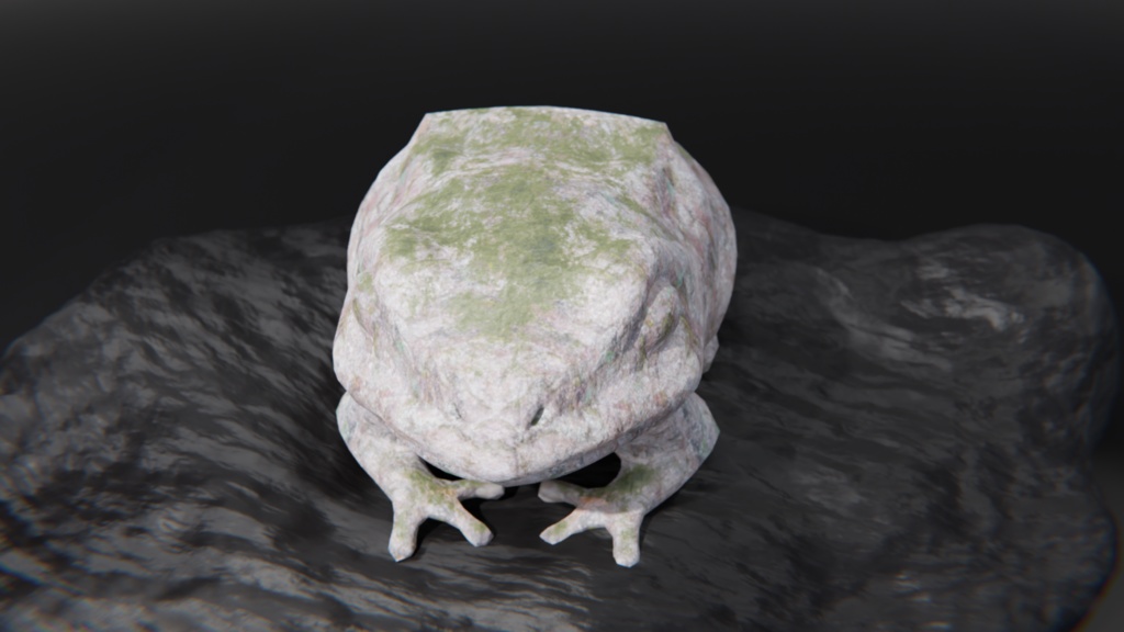 蛙の石像 3Dモデル