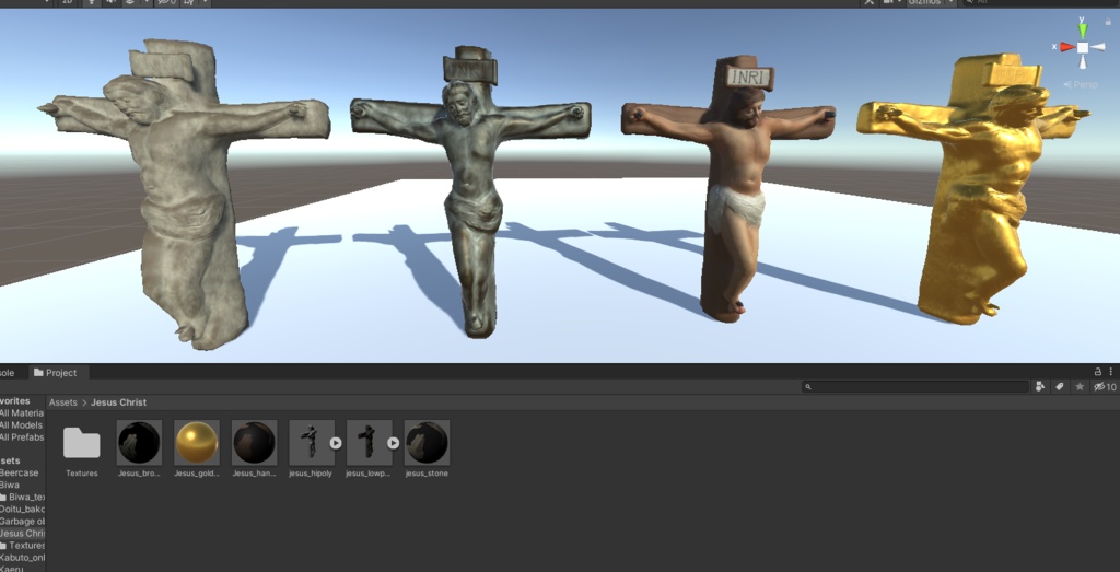 十字架に掛けられたイエスキリスト 3Dモデル バリエーションあり