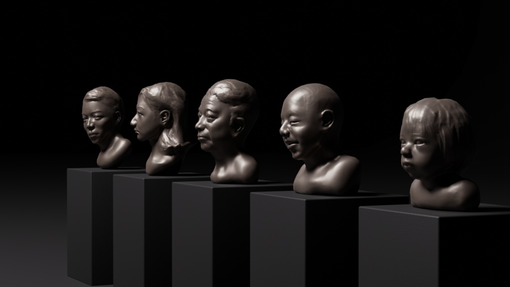 胸像 3Dモデル 3種 / 5種 美術館 彫刻