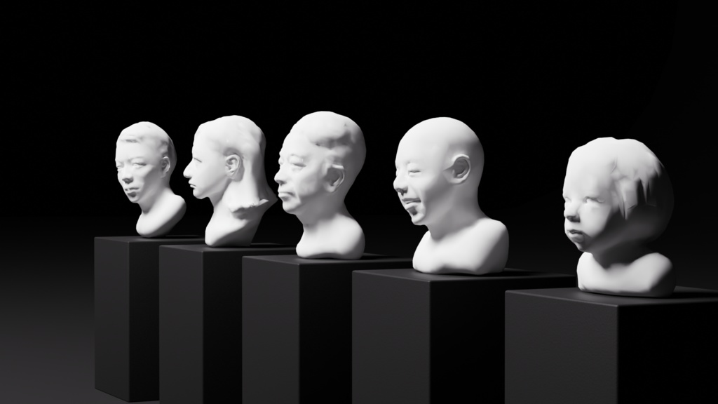 胸像 3Dモデル 3種 / 5種 美術館 彫刻