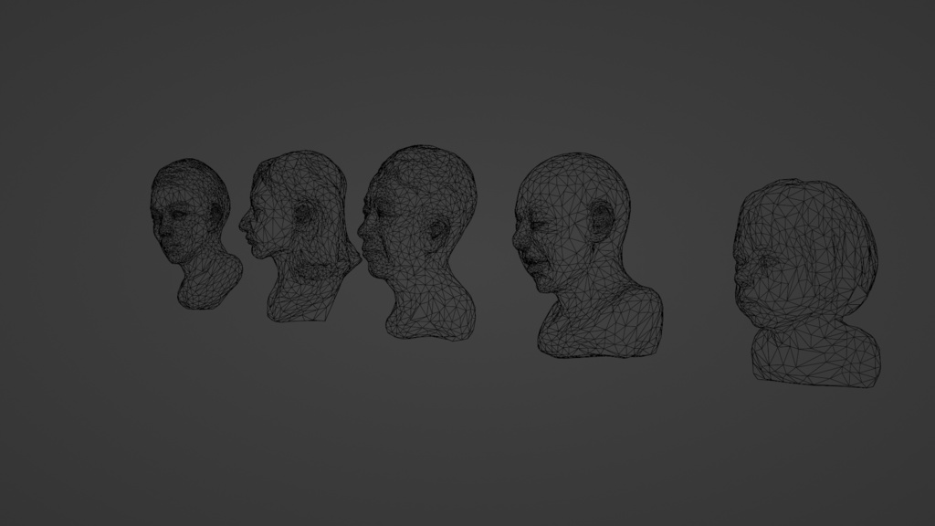 胸像 3Dモデル 3種 / 5種 美術館 彫刻