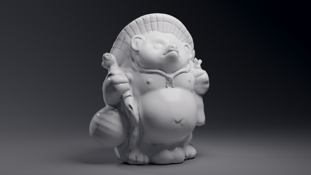 たぬきの置物 3Dモデル 信楽焼