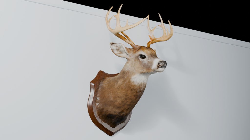 鹿の剝製(壁掛け) 3Dモデル ハンティングトロフィー