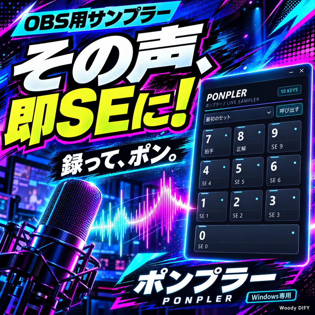 ポンプラー（PONPLER）｜録ってすぐ鳴らせるOBS用サンプラー【Windows版】