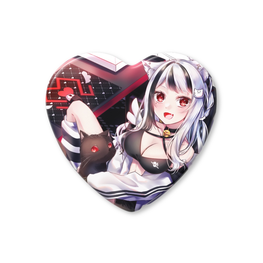 【 3周年記念グッズ 】ハート型缶バッジ【 黒咲みふゆ 】