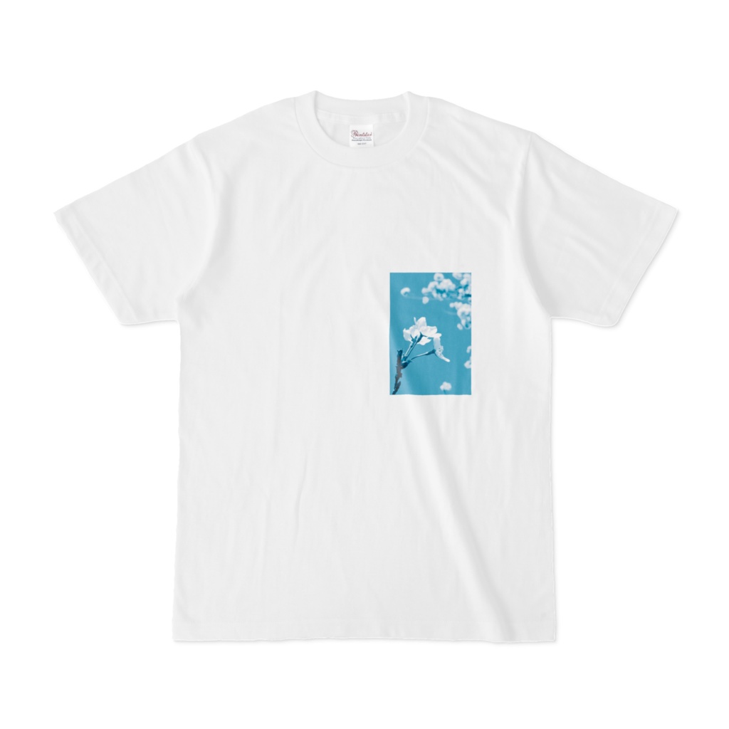 桜の写真のTシャツ-白色-