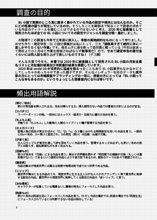 【PDF版】 公開中 いいものは、いくつあってもいいものだーBL小説の設定1年分ぜんぶ調べた③【2020〜2021年版】