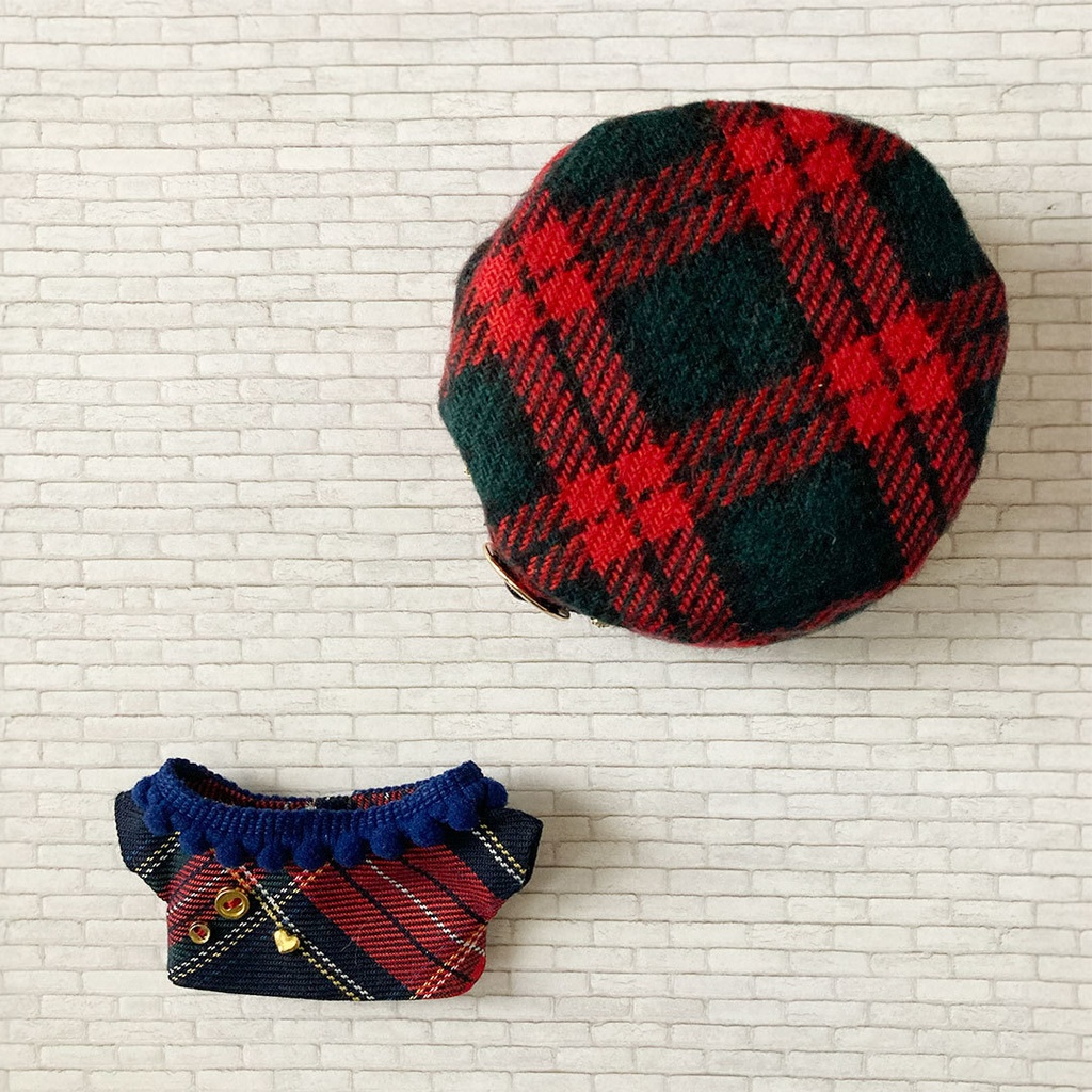 赤タータンチェックのセット