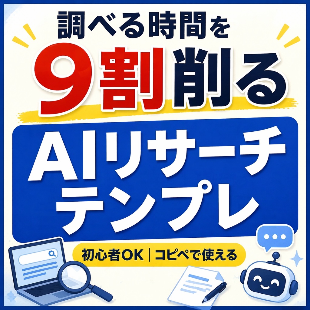 調べる時間を9割削る｜AIリサーチテンプレ集【コピペOK｜初心者対応】