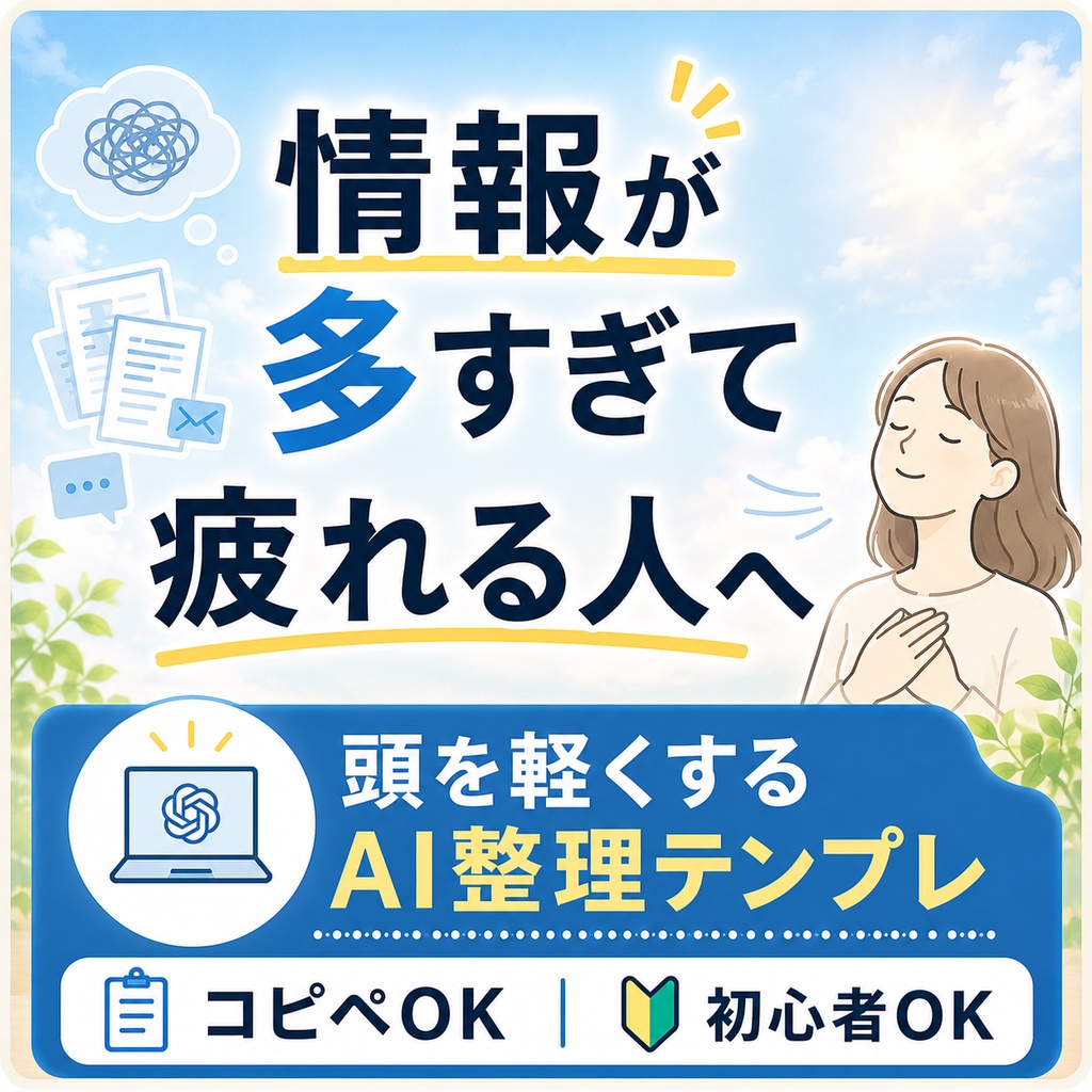 情報が多すぎて疲れる人へ｜頭を軽くするAI整理テンプレ集【コピペOK｜初心者対応】
