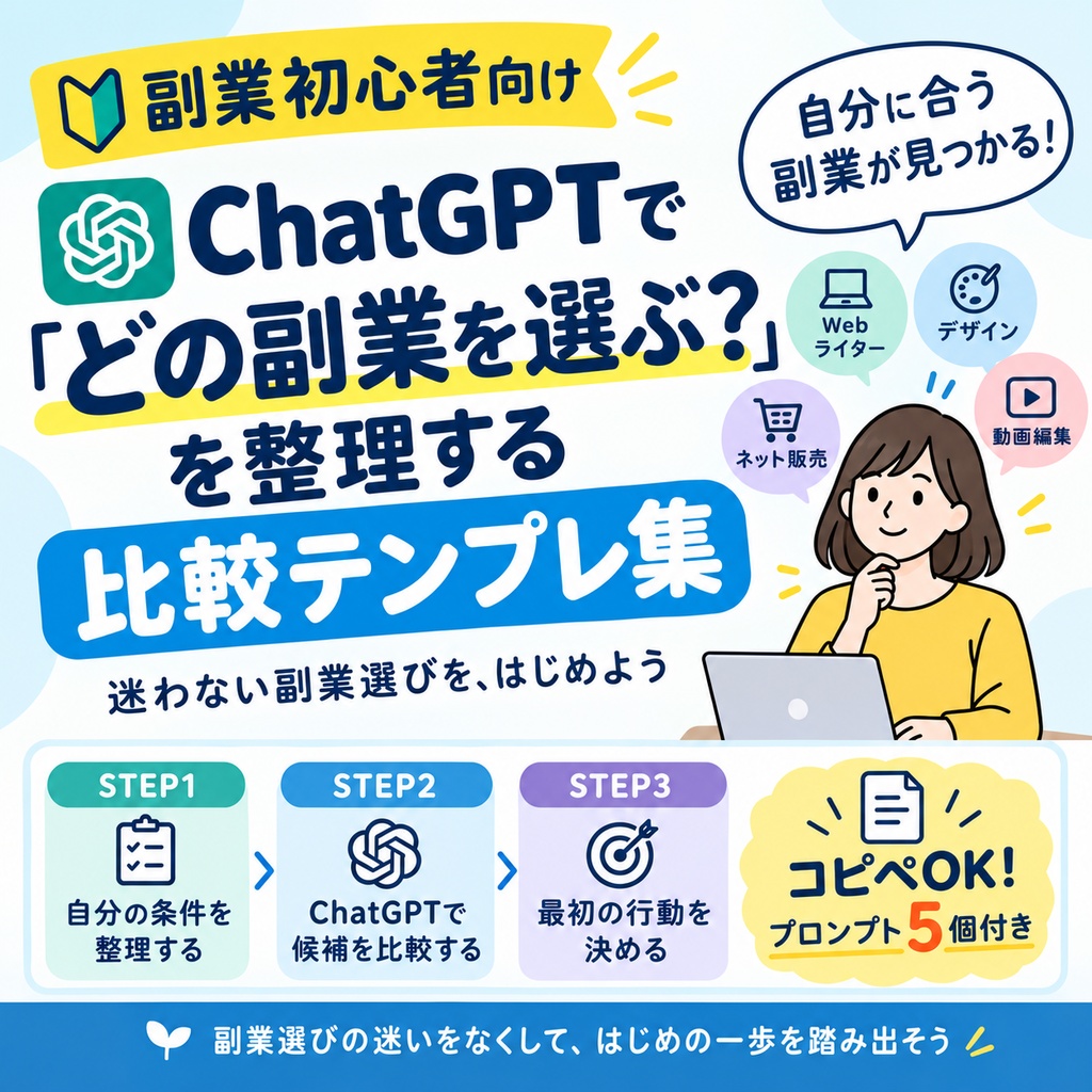 副業初心者向け｜ChatGPTで「どの副業を選ぶ？」を整理する比較テンプレ集