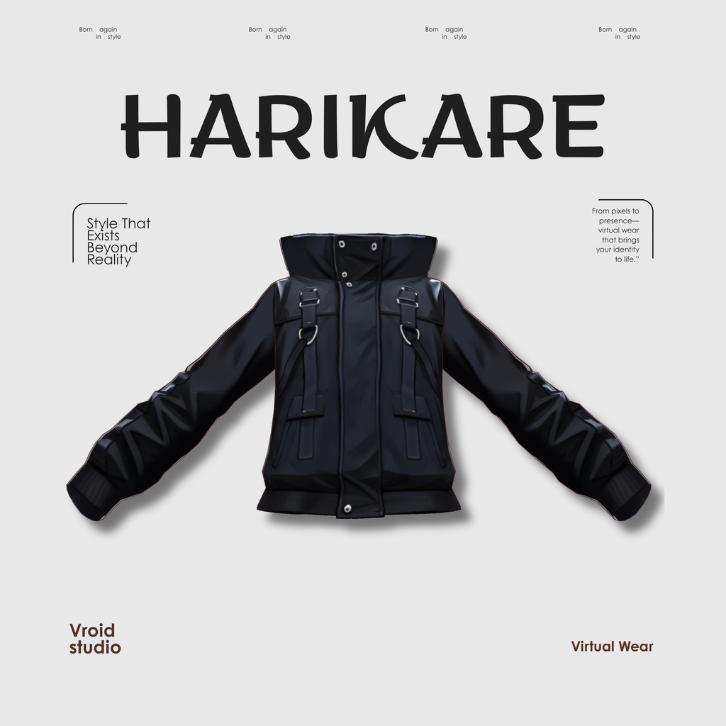 【#VRoid リアル衣装 / Real Outfit】ダークテックジャケット｜Dark Techwear Jacket（ストリートスタイル / Street Style）