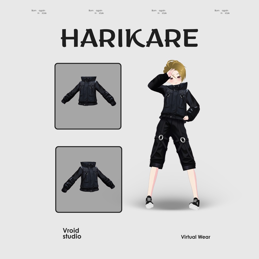 【#VRoid リアル衣装 / Real Outfit】ダークテックジャケット|Dark Techwear Jacket(ストリートスタイル / Street Style)