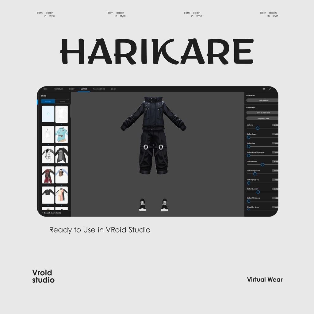 【#VRoid リアル衣装 / Real Outfit】ダークテックジャケット|Dark Techwear Jacket(ストリートスタイル / Street Style)