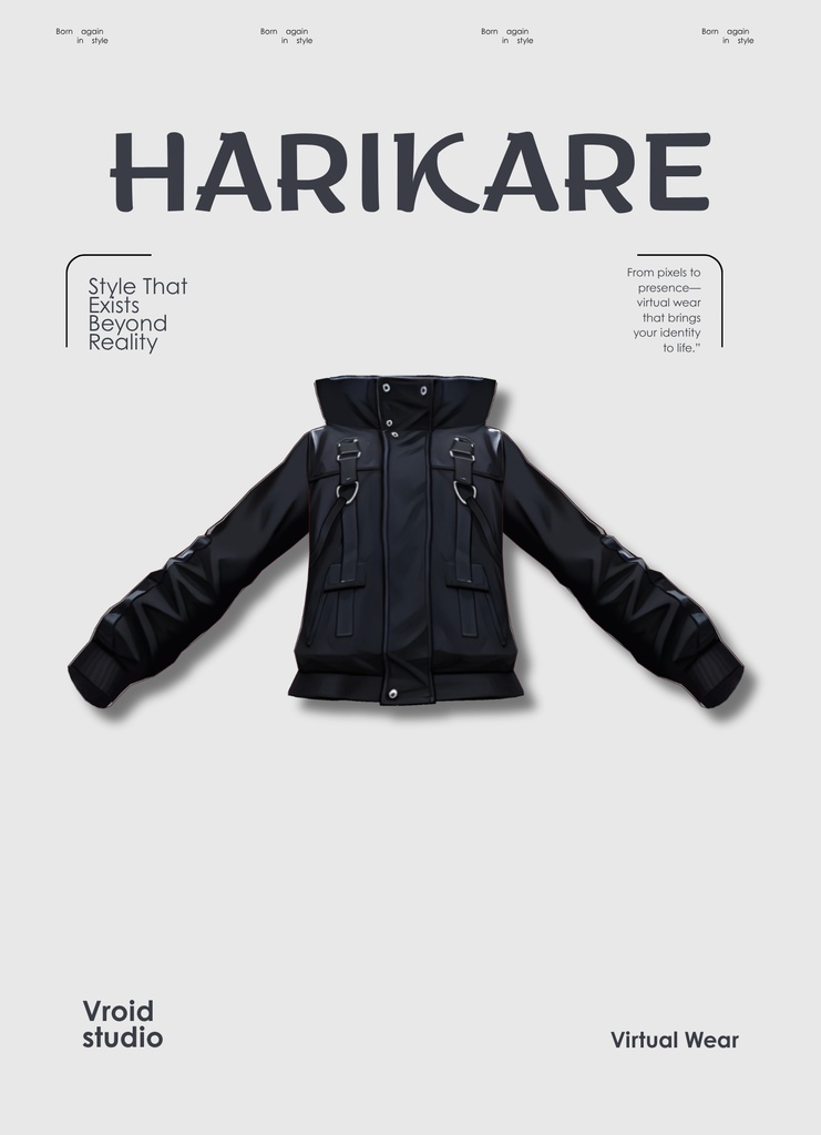 【#VRoid リアル衣装 / Real Outfit】ダークテックジャケット｜Dark Techwear Jacket（ストリートスタイル / Street Style）