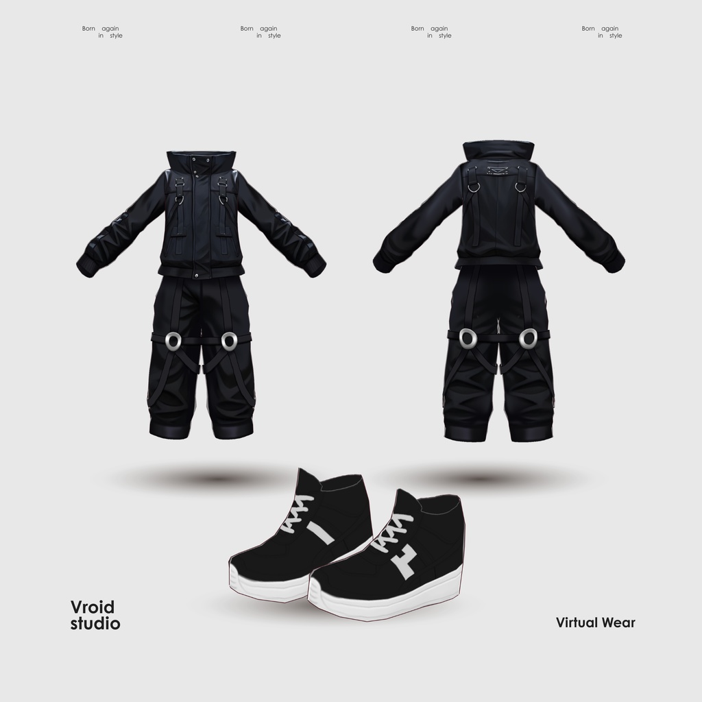 【#VRoid リアル衣装 / Real Outfit】ダークテックジャケット|Dark Techwear Jacket(ストリートスタイル / Street Style)