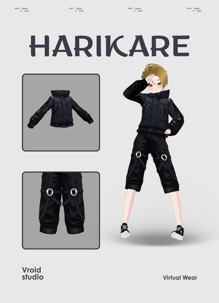 【#VRoid リアル衣装 / Real Outfit】ダークテックジャケット|Dark Techwear Jacket(ストリートスタイル / Street Style)