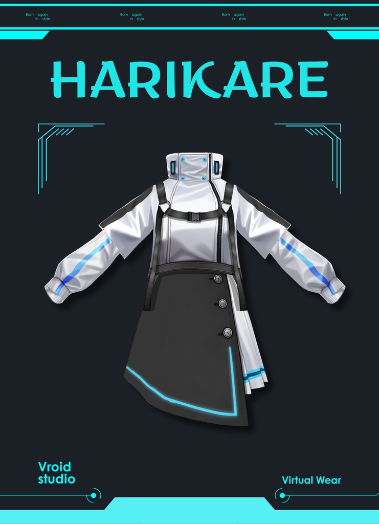 【VRoid Texture & Custom Item】 【#VRoid リアル衣装 / Real Outfit】サイバーテックドレス｜Cyber Tech Dress（近未来×ストリート / Futuristic × Street Style）