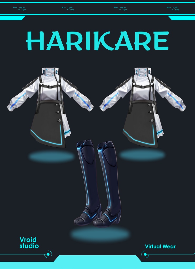 【VRoid Texture & Custom Item】 【#VRoid リアル衣装 / Real Outfit】サイバーテックドレス|Cyber Tech Dress(近未来×ストリート / Futuristic × Street Style)