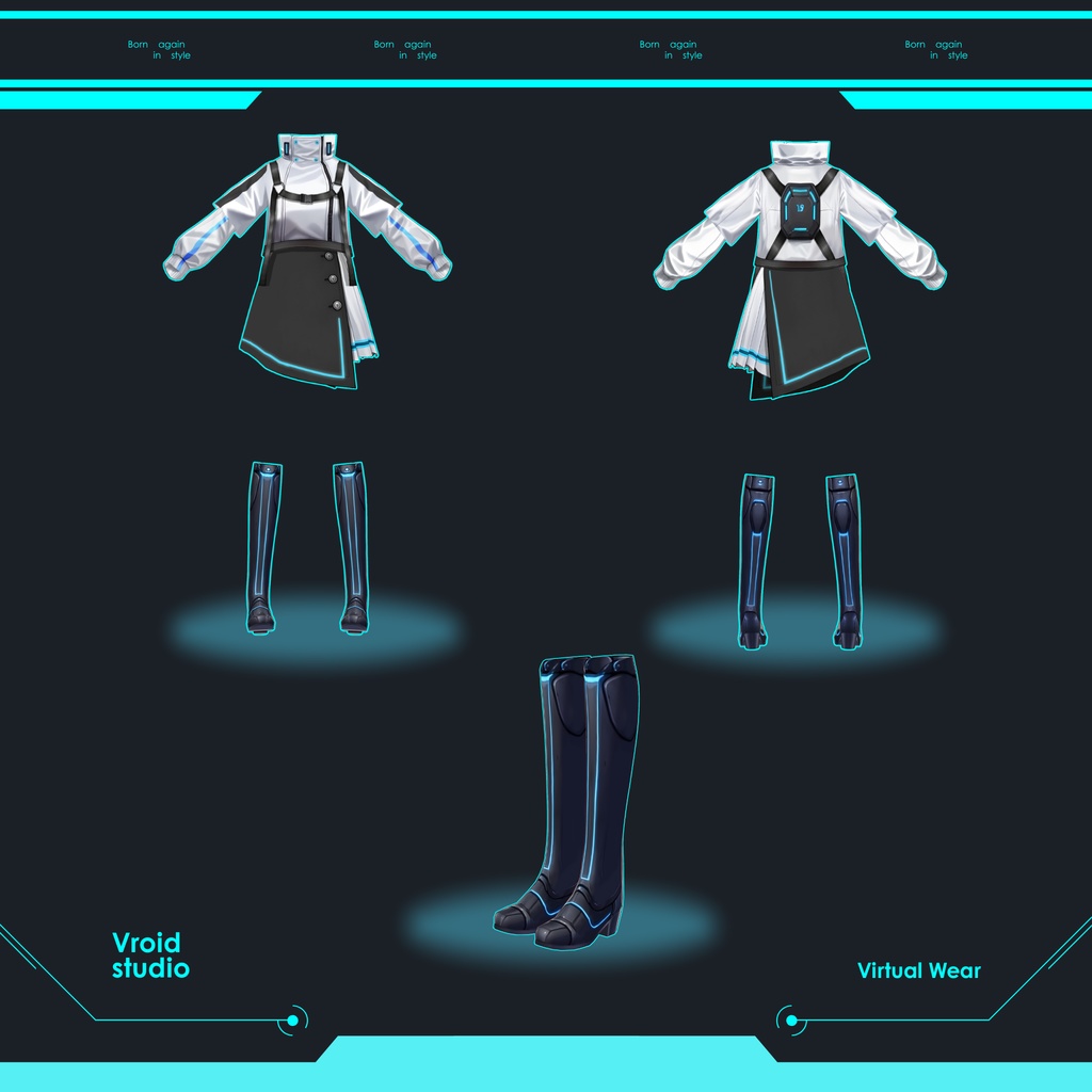 【VRoid Texture & Custom Item】 【#VRoid リアル衣装 / Real Outfit】サイバーテックドレス|Cyber Tech Dress(近未来×ストリート / Futuristic × Street Style)
