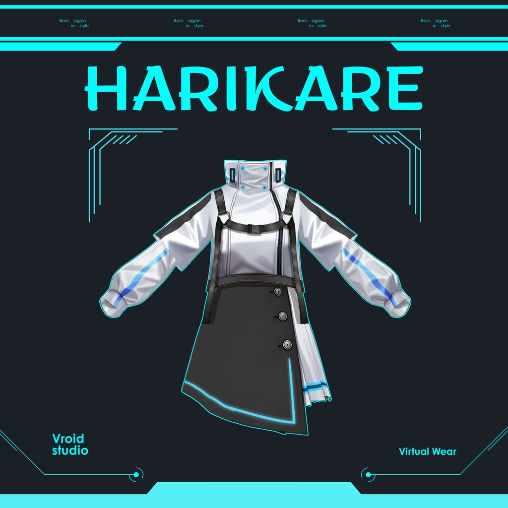 【VRoid Texture & Custom Item】 【#VRoid リアル衣装 / Real Outfit】サイバーテックドレス｜Cyber Tech Dress（近未来×ストリート / Futuristic × Street Style）