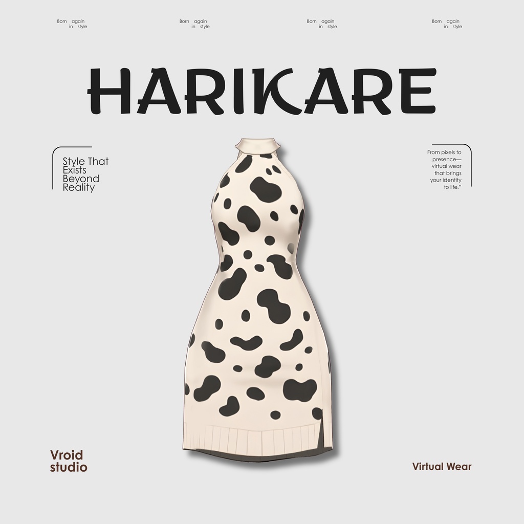 【VRoid Texture & Custom Item】 カジュアル / CASUAL｜#VROID｜ドレス / Dress】カウパターンドレス｜Cow Pattern Dress（シンプル×ナチュラル / Simple × Natural Style）
