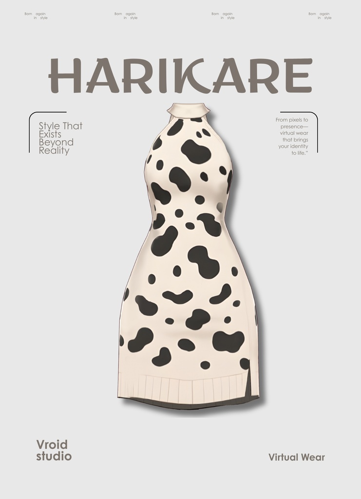 【VRoid Texture & Custom Item】 カジュアル / CASUAL｜#VROID｜ドレス / Dress】カウパターンドレス｜Cow Pattern Dress（シンプル×ナチュラル / Simple × Natural Style）