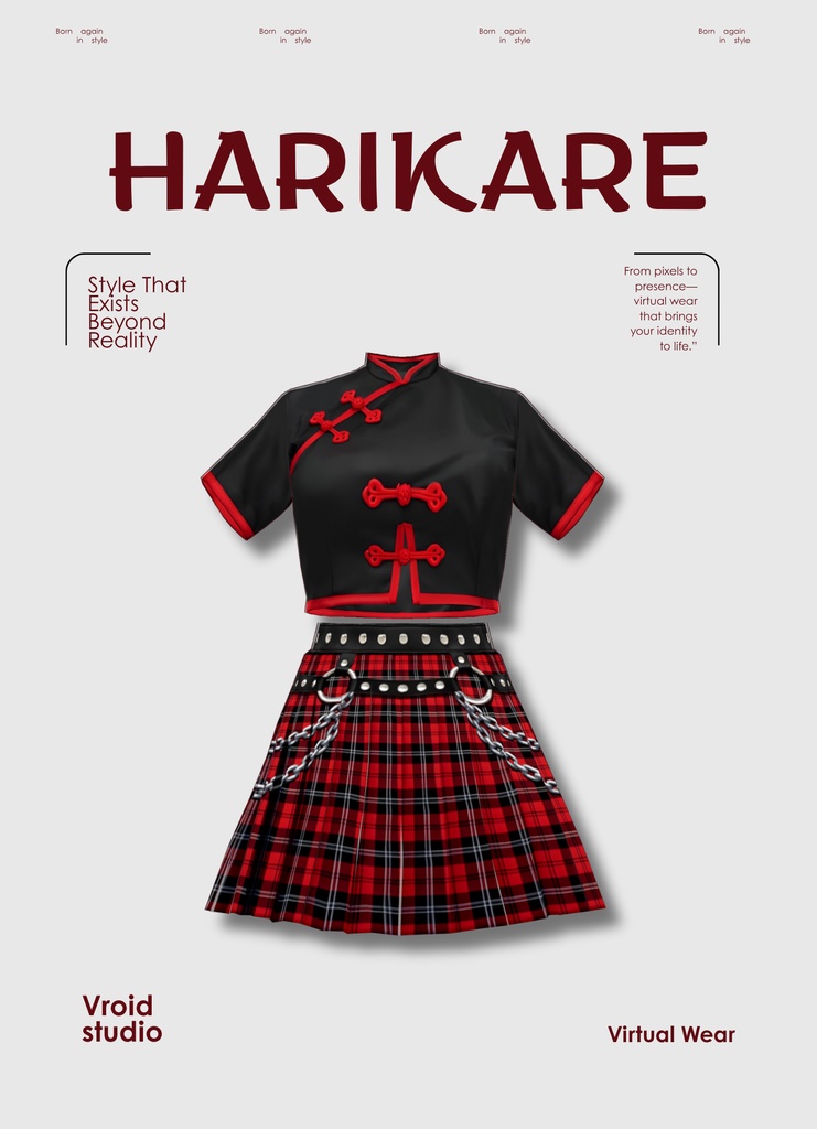 【VRoid Texture & Custom Item】 【ストリート / STREET｜#VROID｜パンク / PUNK 】チャイナスタイルコーデ｜Chinese Style Outfit（エッジ×モダン / Edgy × Modern Style）