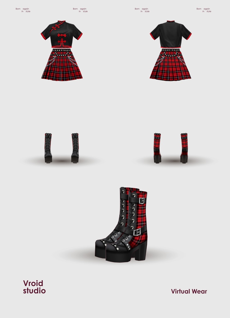 【VRoid Texture & Custom Item】 【ストリート / STREET|#VROID|パンク / PUNK 】チャイナスタイルコーデ|Chinese Style Outfit(エッジ×モダン / Edgy × Modern Style)