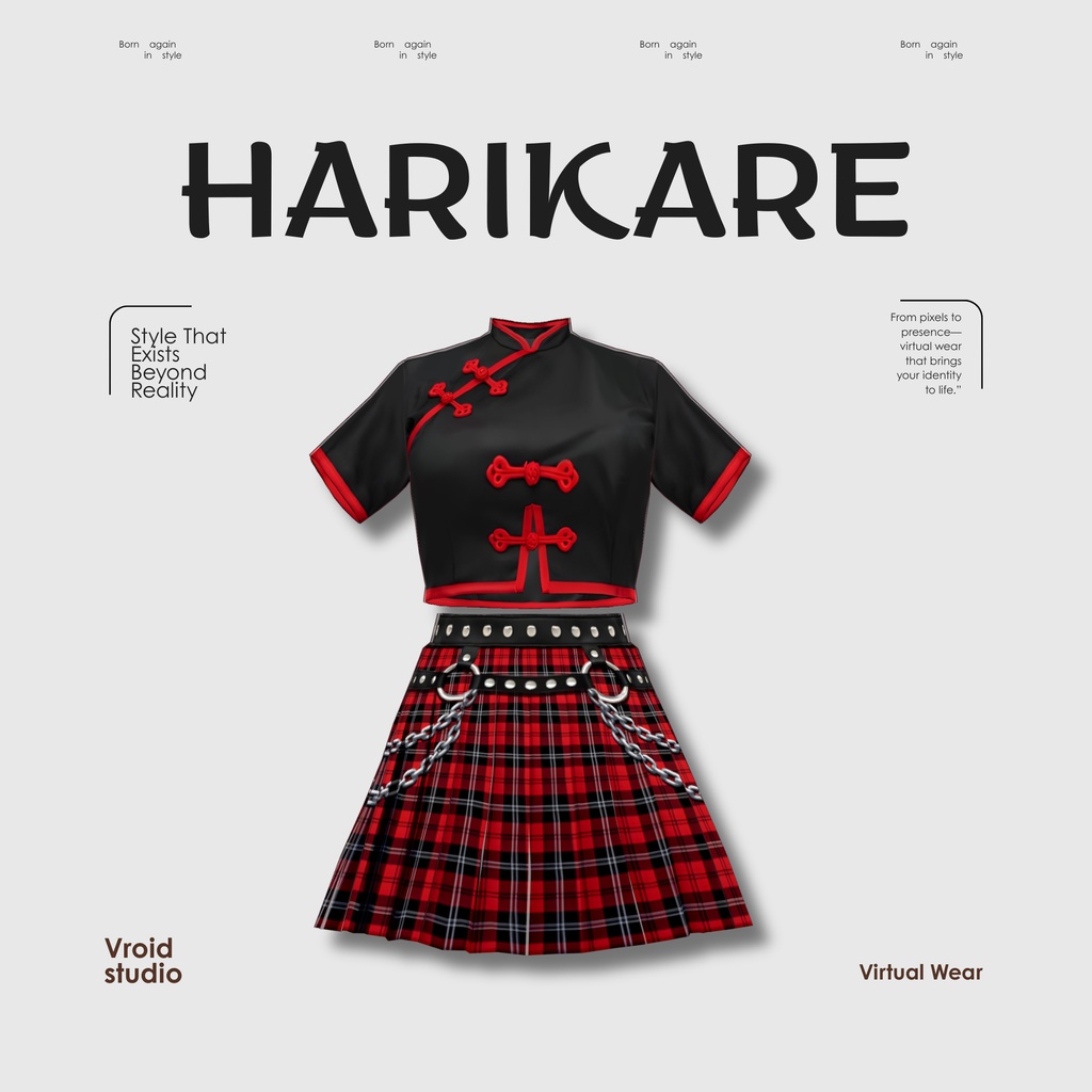 【VRoid Texture & Custom Item】 【ストリート / STREET｜#VROID｜パンク / PUNK 】チャイナスタイルコーデ｜Chinese Style Outfit（エッジ×モダン / Edgy × Modern Style）