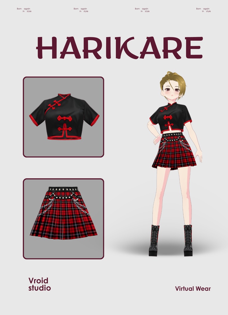 【VRoid Texture & Custom Item】 【ストリート / STREET|#VROID|パンク / PUNK 】チャイナスタイルコーデ|Chinese Style Outfit(エッジ×モダン / Edgy × Modern Style)