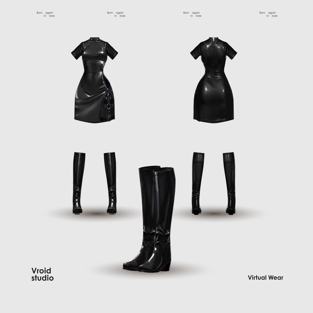 【VRoid Texture & Custom Item】くろグロスドレス