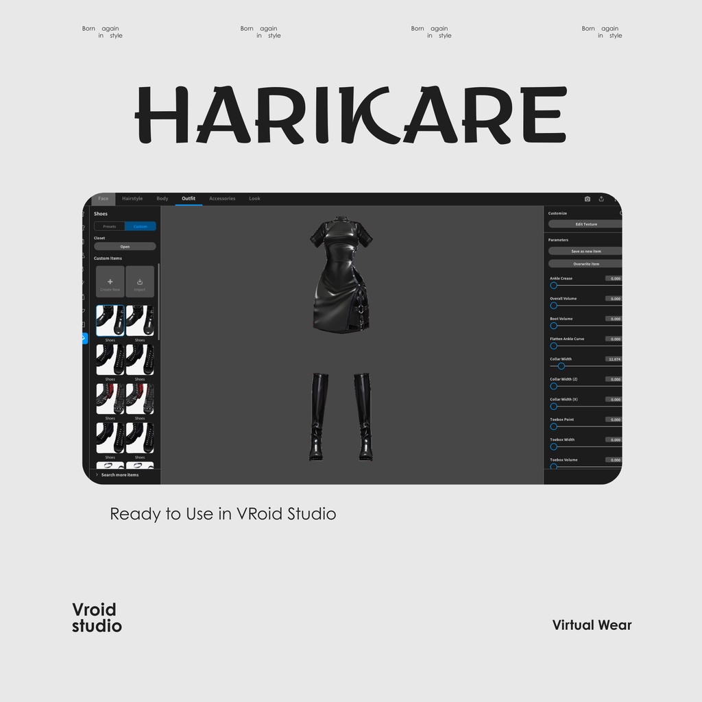 【VRoid Texture & Custom Item】くろグロスドレス