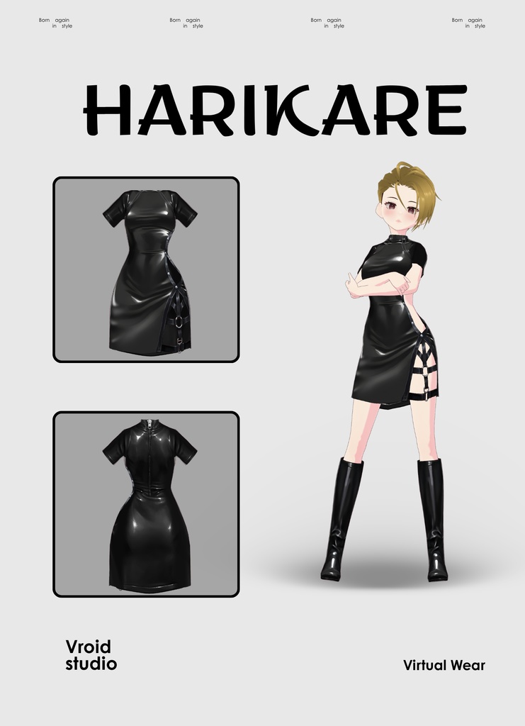 【VRoid Texture & Custom Item】くろグロスドレス